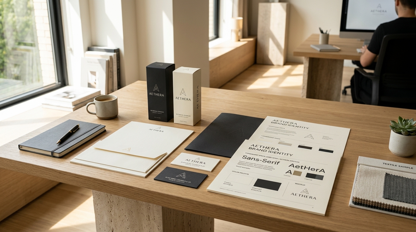 Uniimize Branding Agency stationery, packaging, and visual identity design showcase